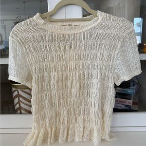 Anthropologie Cream Lace Blouse